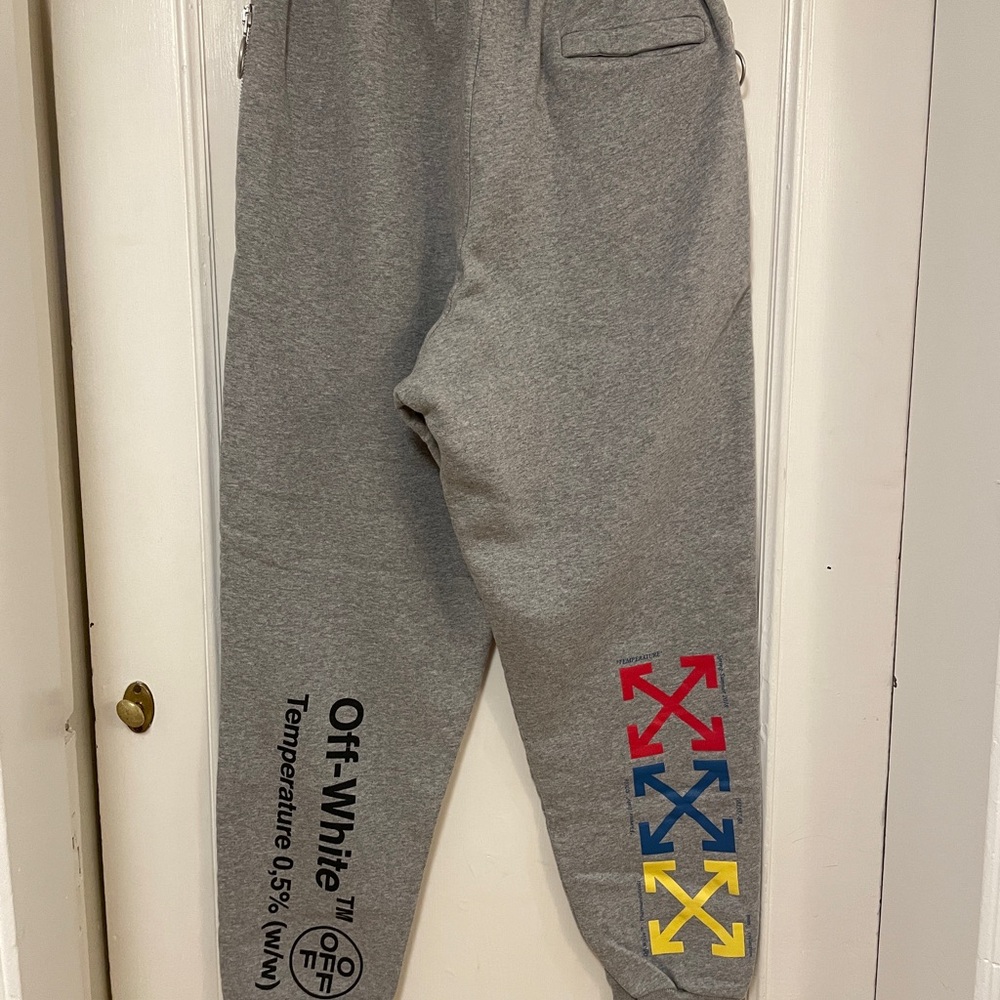 Off-White Light Gray Sweatpants w/ Adjustable Waistband Relaxed Fit oversized S